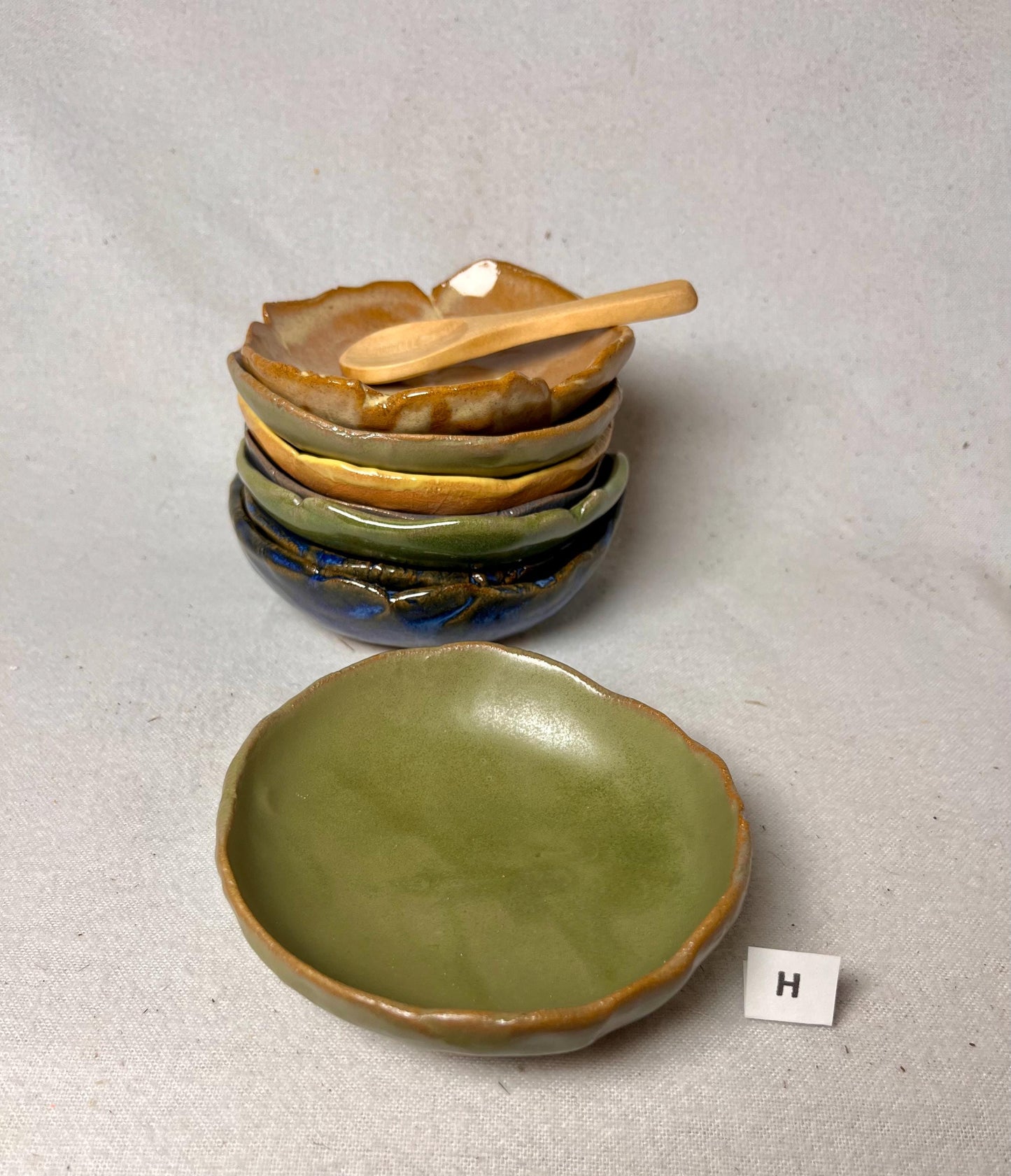 Salt or Spice Ceramic Bowl with Wooden Spoon