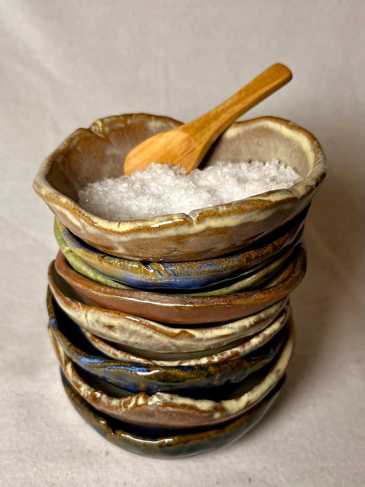 Salt or Spice Ceramic Bowl with Wooden Spoon