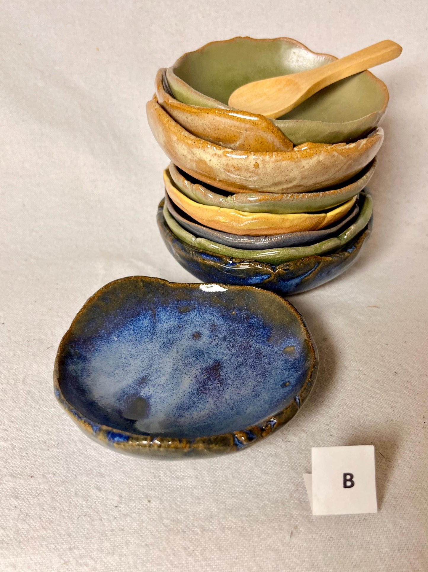 Salt or Spice Ceramic Bowl with Wooden Spoon