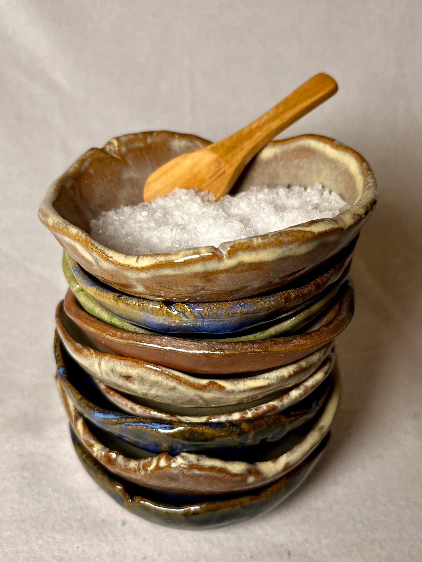 Salt or Spice Ceramic Bowl with Wooden Spoon