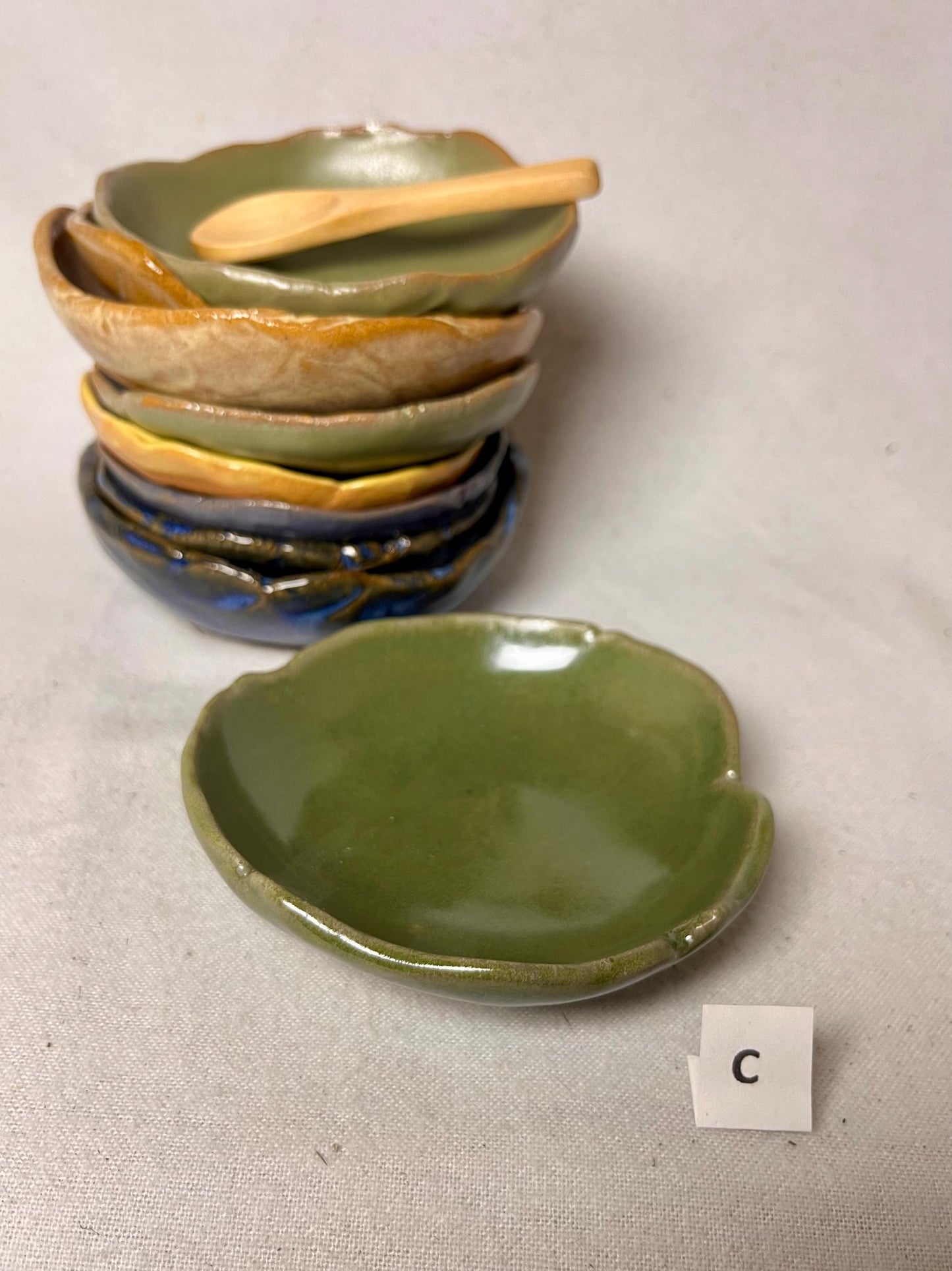 Salt or Spice Ceramic Bowl with Wooden Spoon