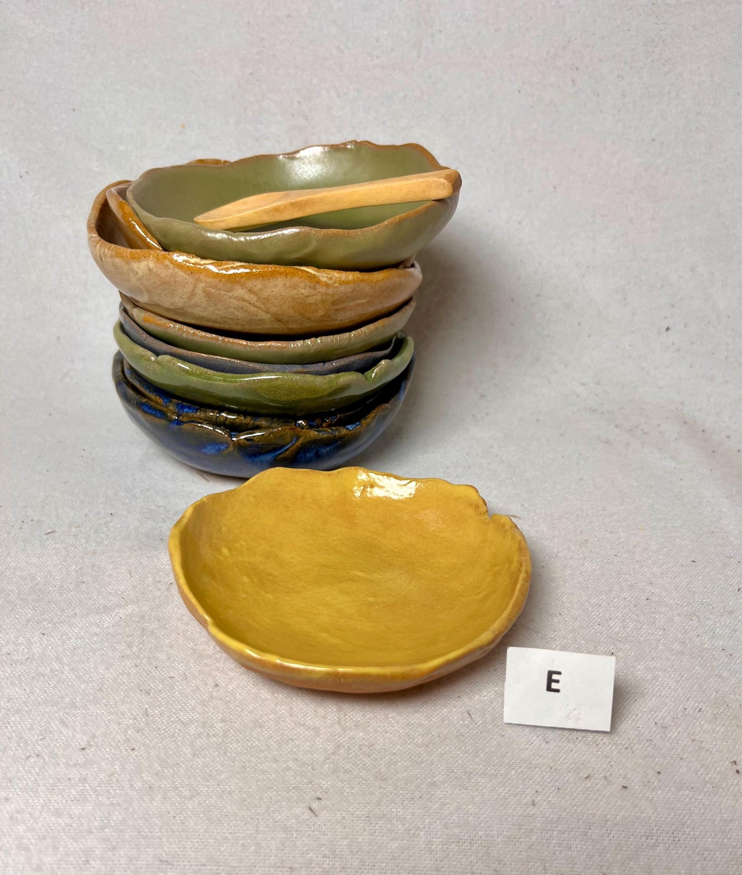 Salt or Spice Ceramic Bowl with Wooden Spoon