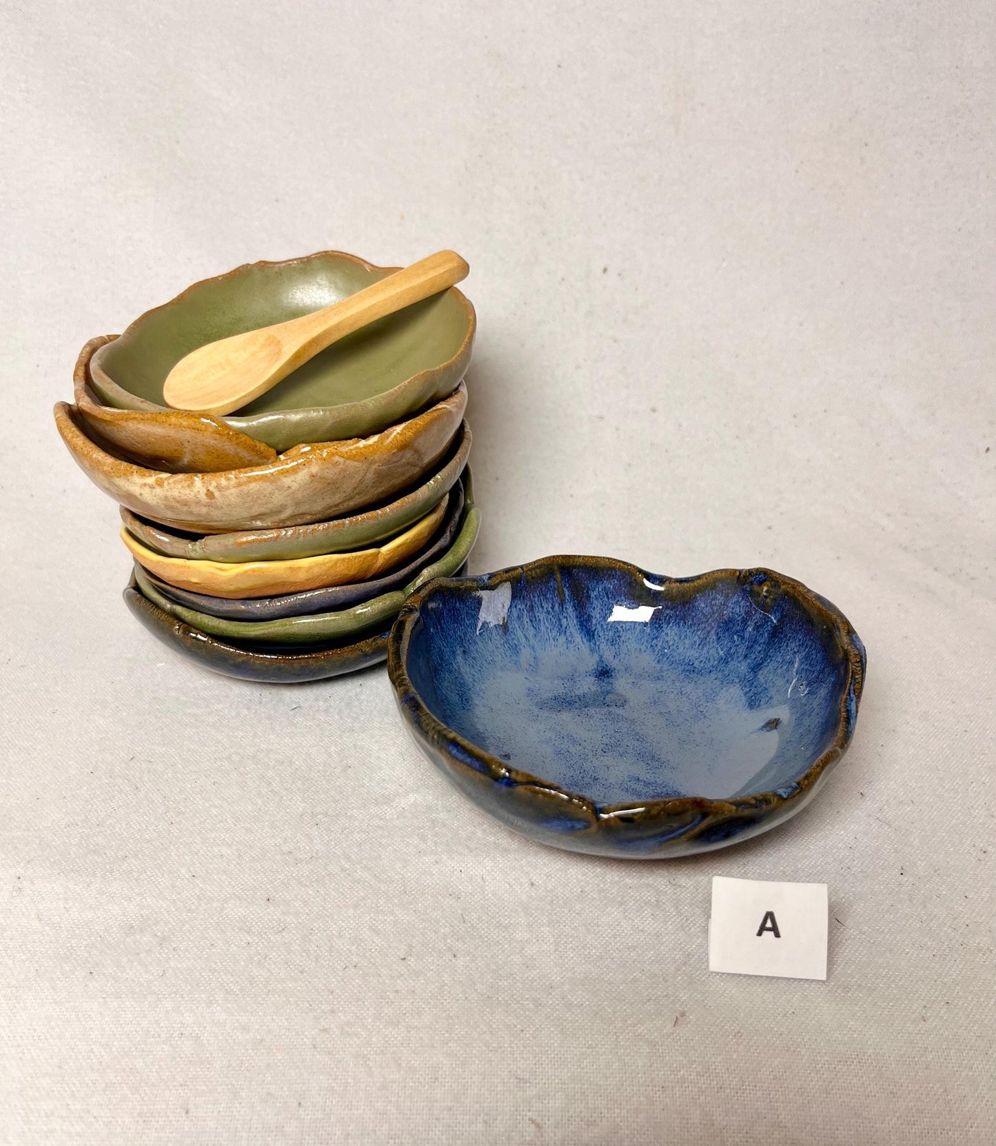 Salt or Spice Ceramic Bowl with Wooden Spoon