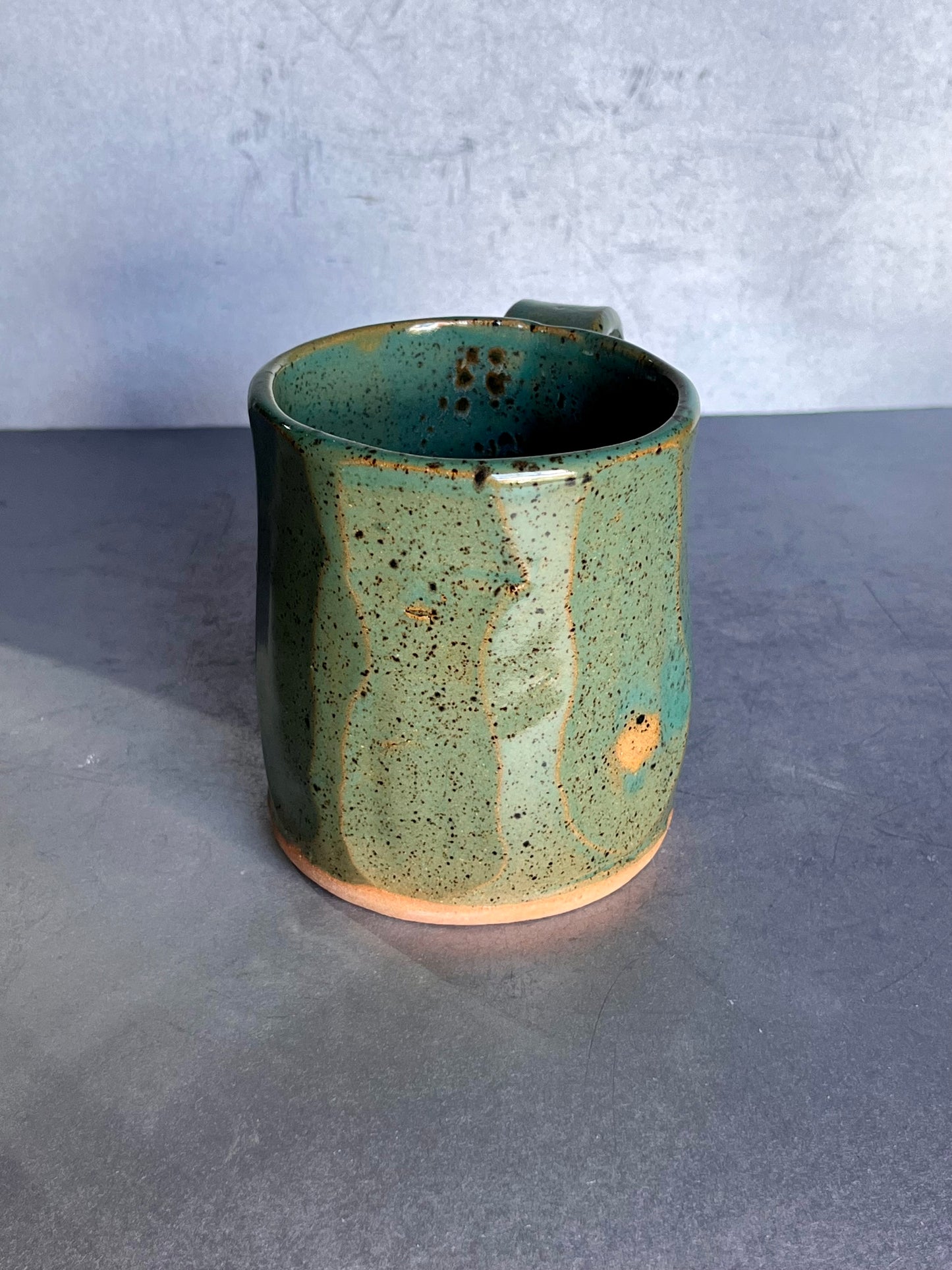 Mug - 16 ounce green carved mug