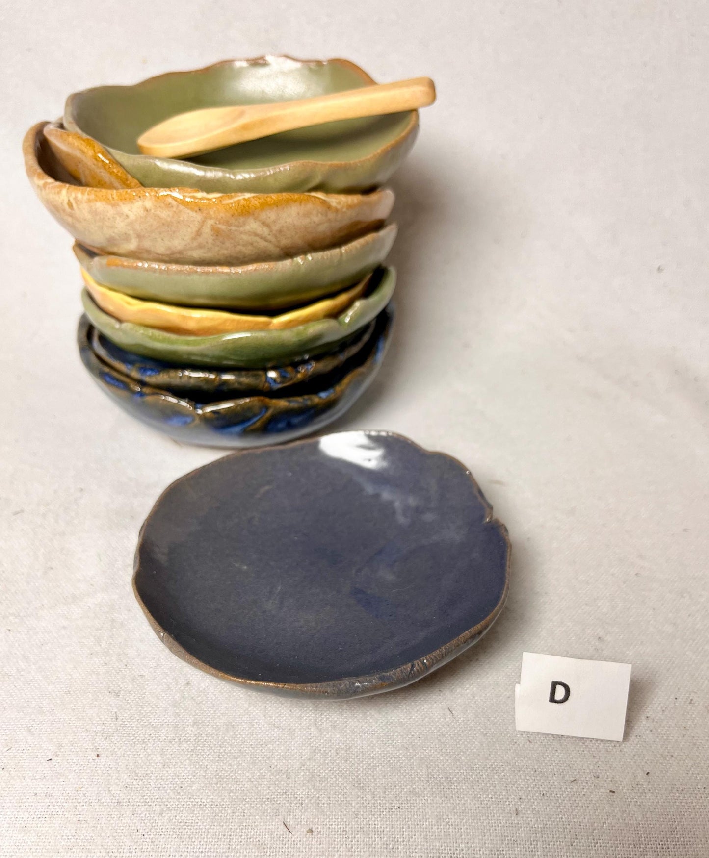 Salt or Spice Ceramic Bowl with Wooden Spoon