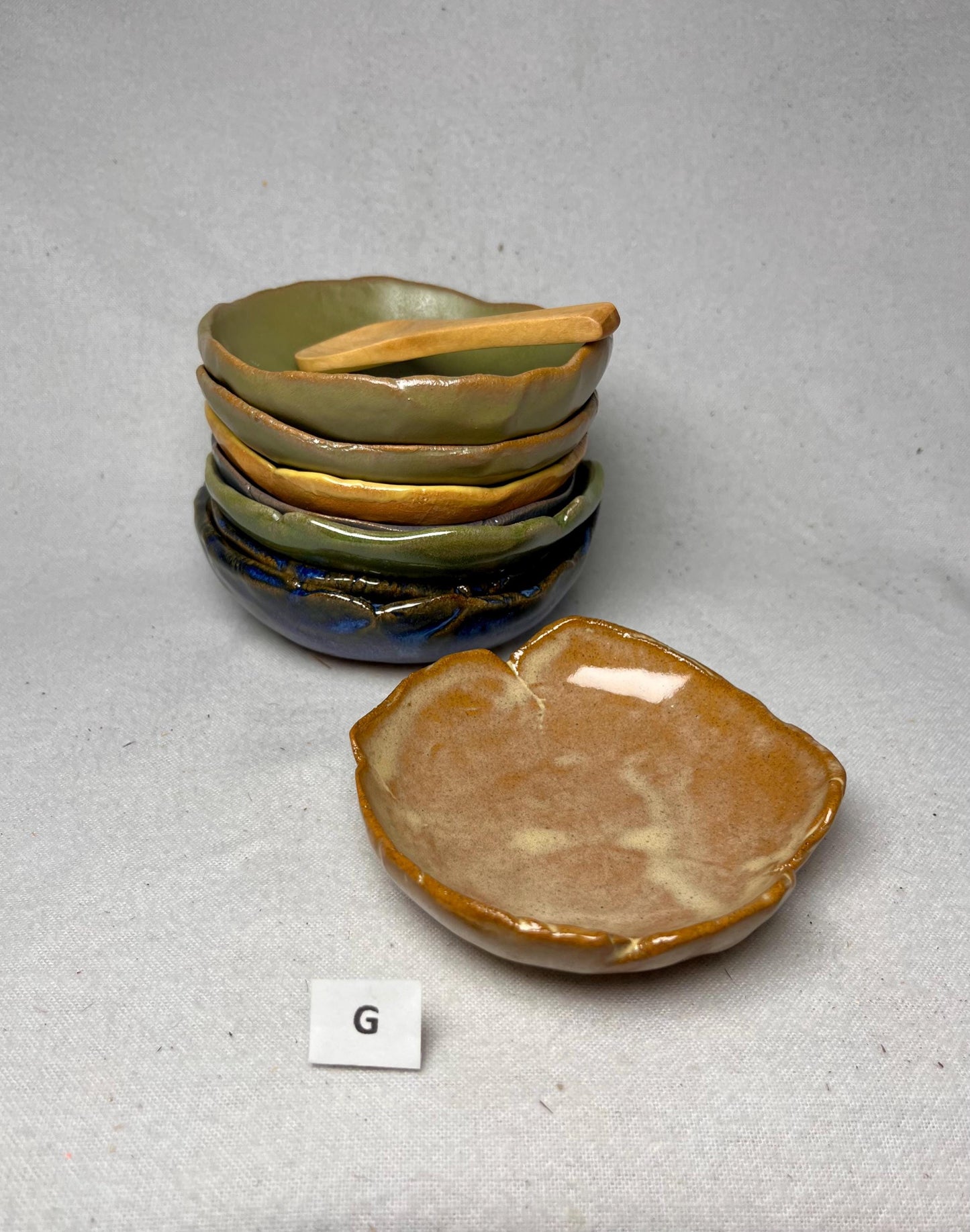 Salt or Spice Ceramic Bowl with Wooden Spoon