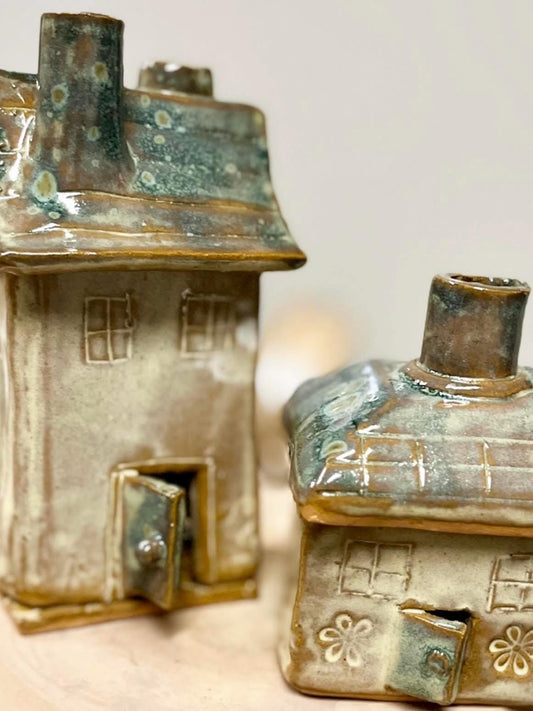 Ceramic Cottage for Tea Light or Incense