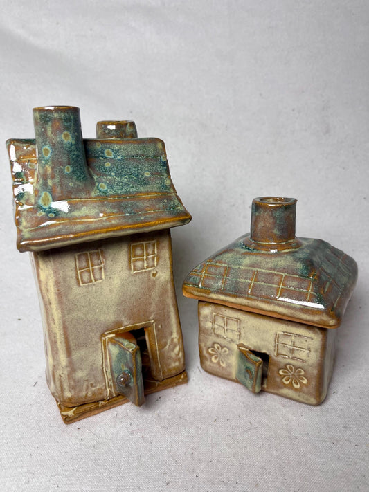 Ceramic Cottage for Tea Light or Incense