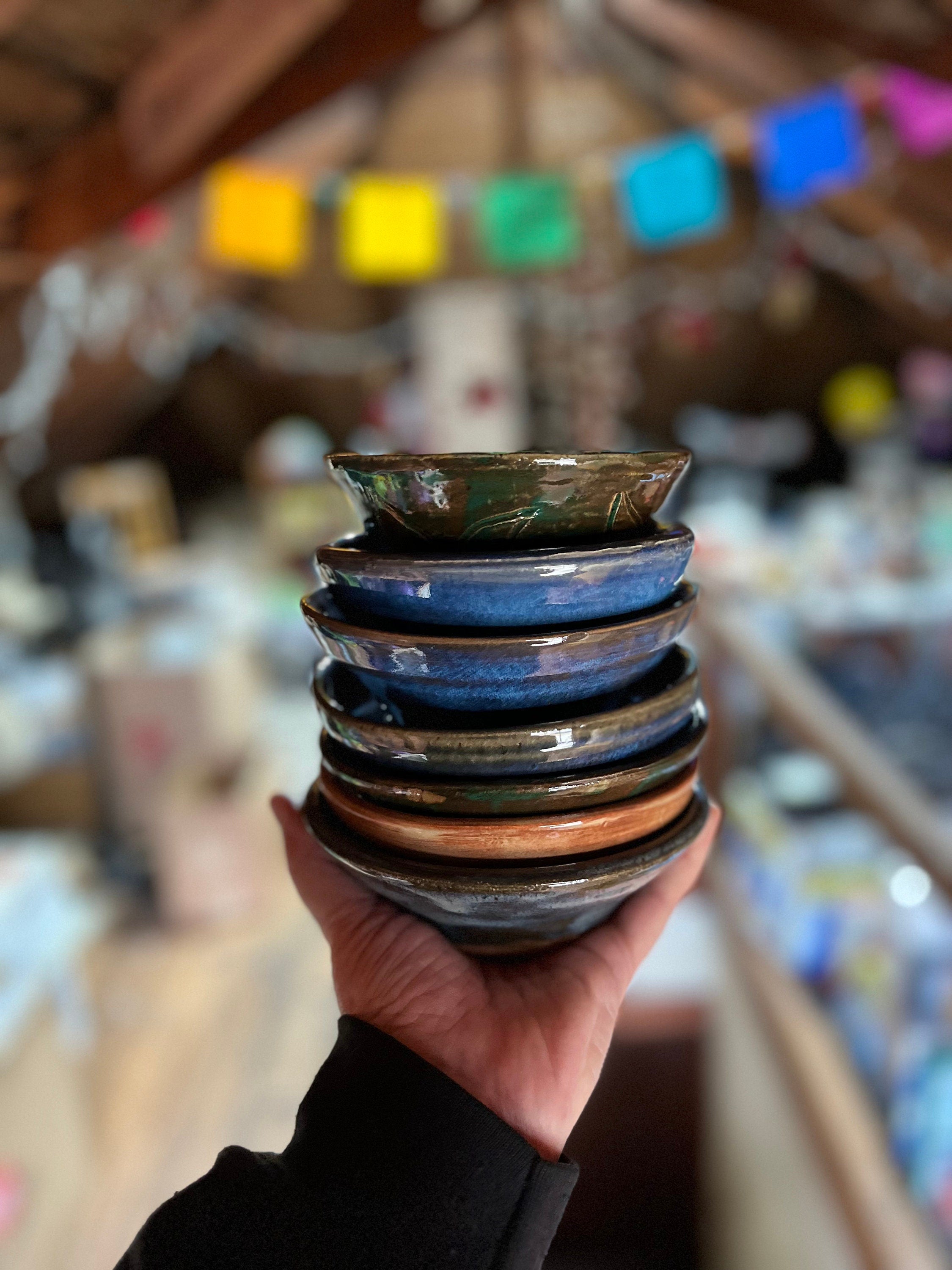 Handmade Studio Pottery Colorful Bowl. shops